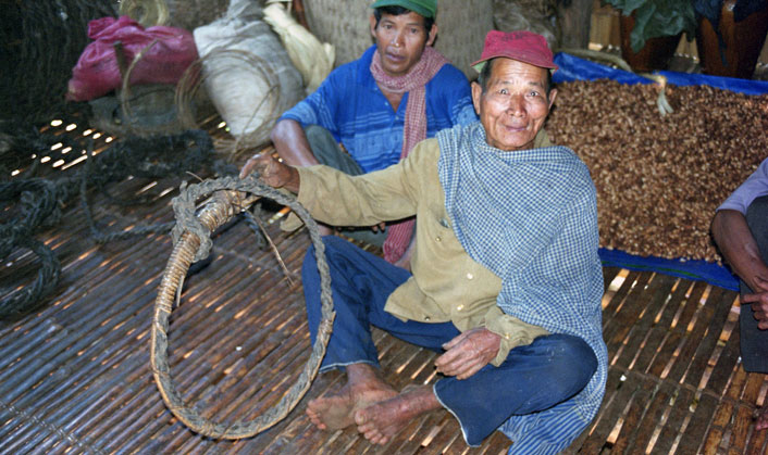 Bunong elephant tamer with his lasso.